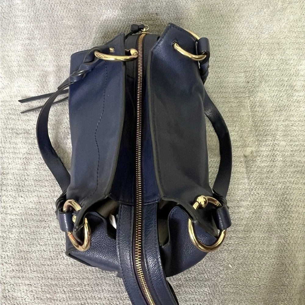 Rebecca minkoff navy and gold leather purse with tassel zipper - Picture 6 of 12